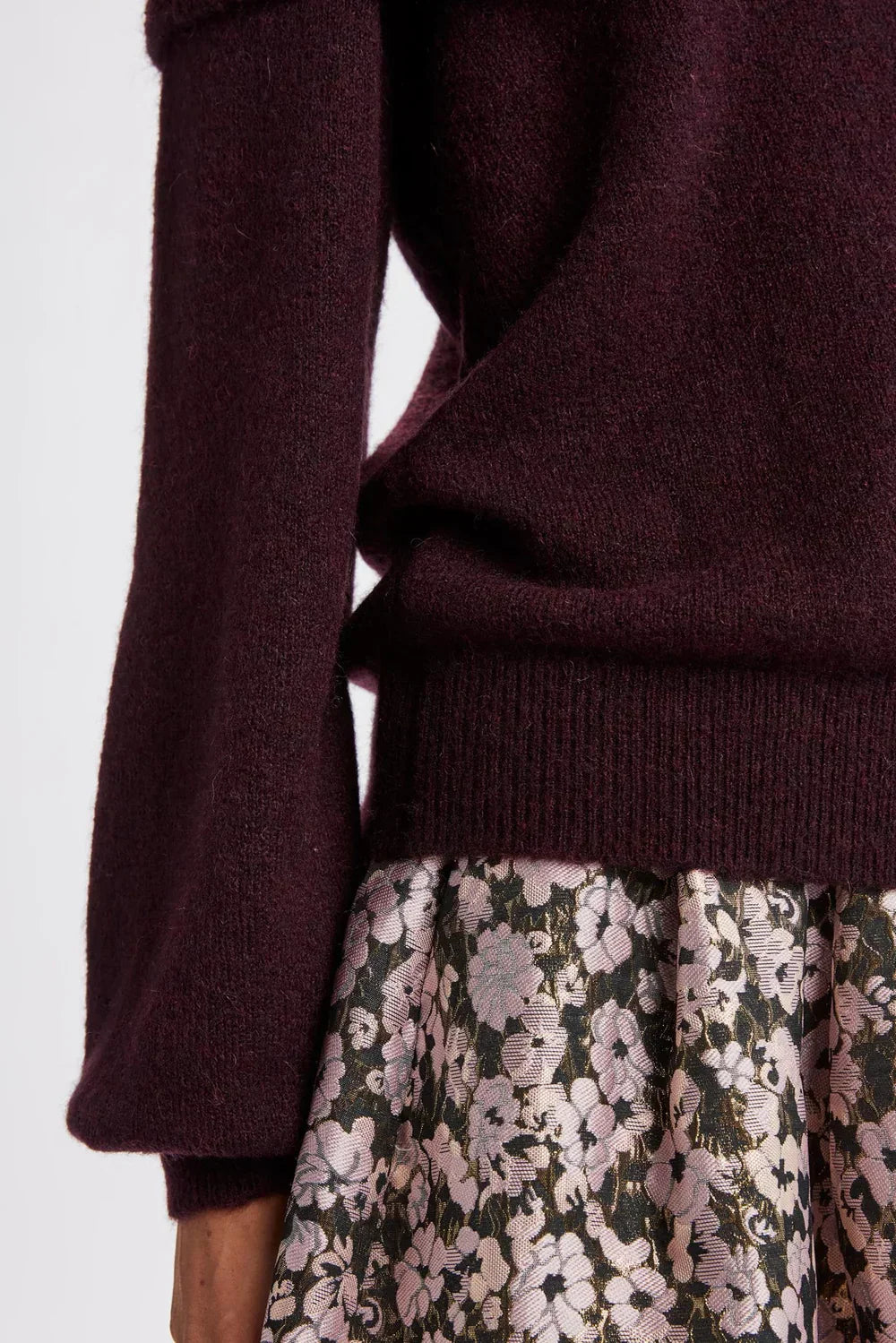 Burgundy Red Off Shoulder Sweater