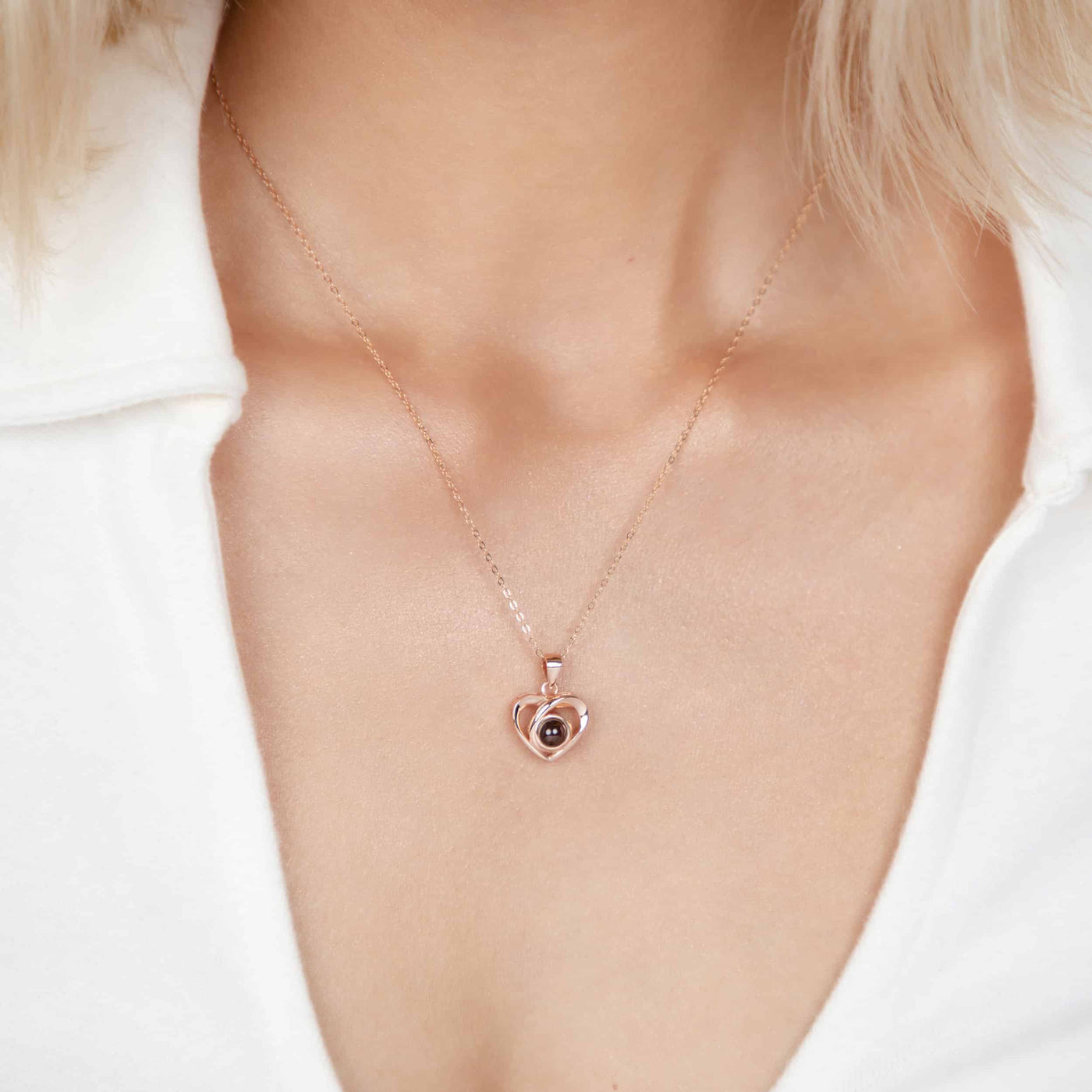 Custom Photo Projection Heart Necklace