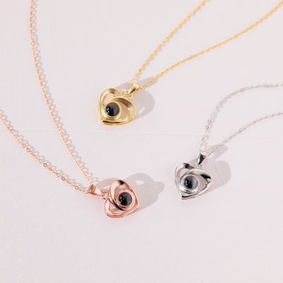 Custom Photo Projection Heart Necklace