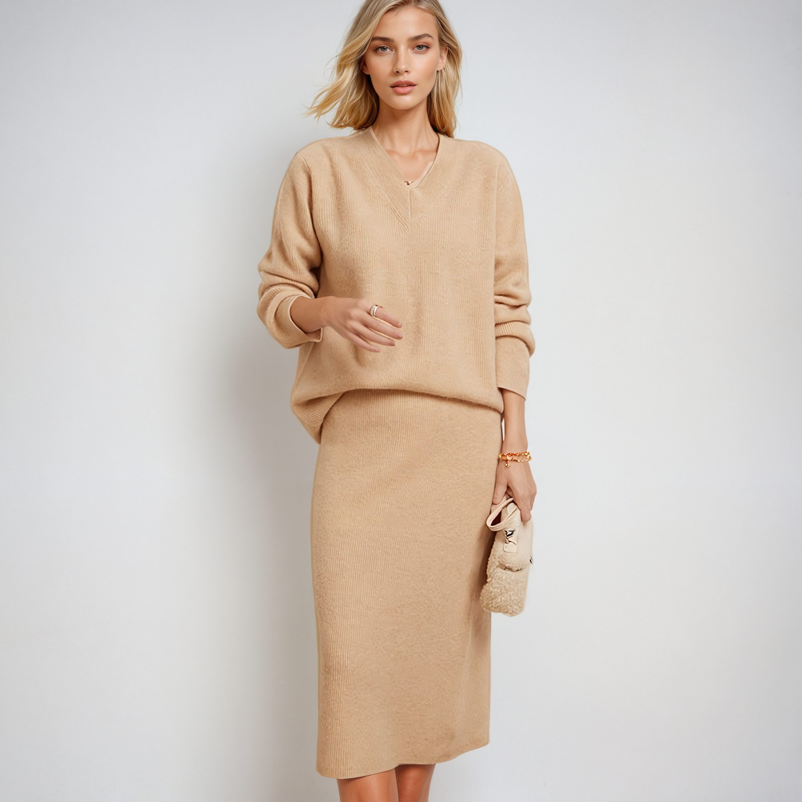 Annick Meyer | Cashmere Knitted V-Neck Set