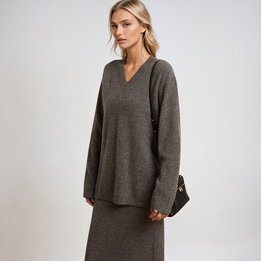 Annick Meyer | Cashmere Knitted V-Neck Set