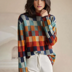 Carys | Patchwork cashmere couture turtleneck sweater