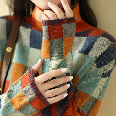 Carys | Patchwork cashmere couture turtleneck sweater