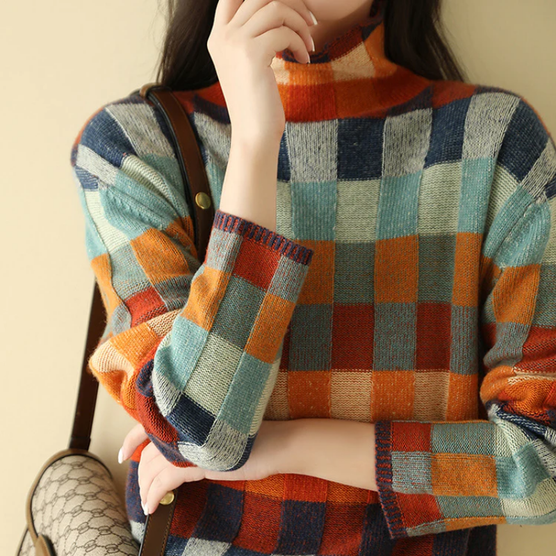 Carys | Patchwork cashmere couture turtleneck sweater