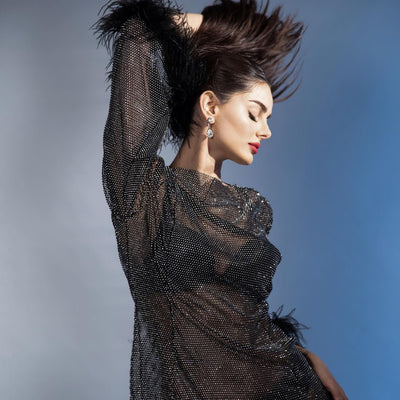 SHINY ME Feather Mini Dress