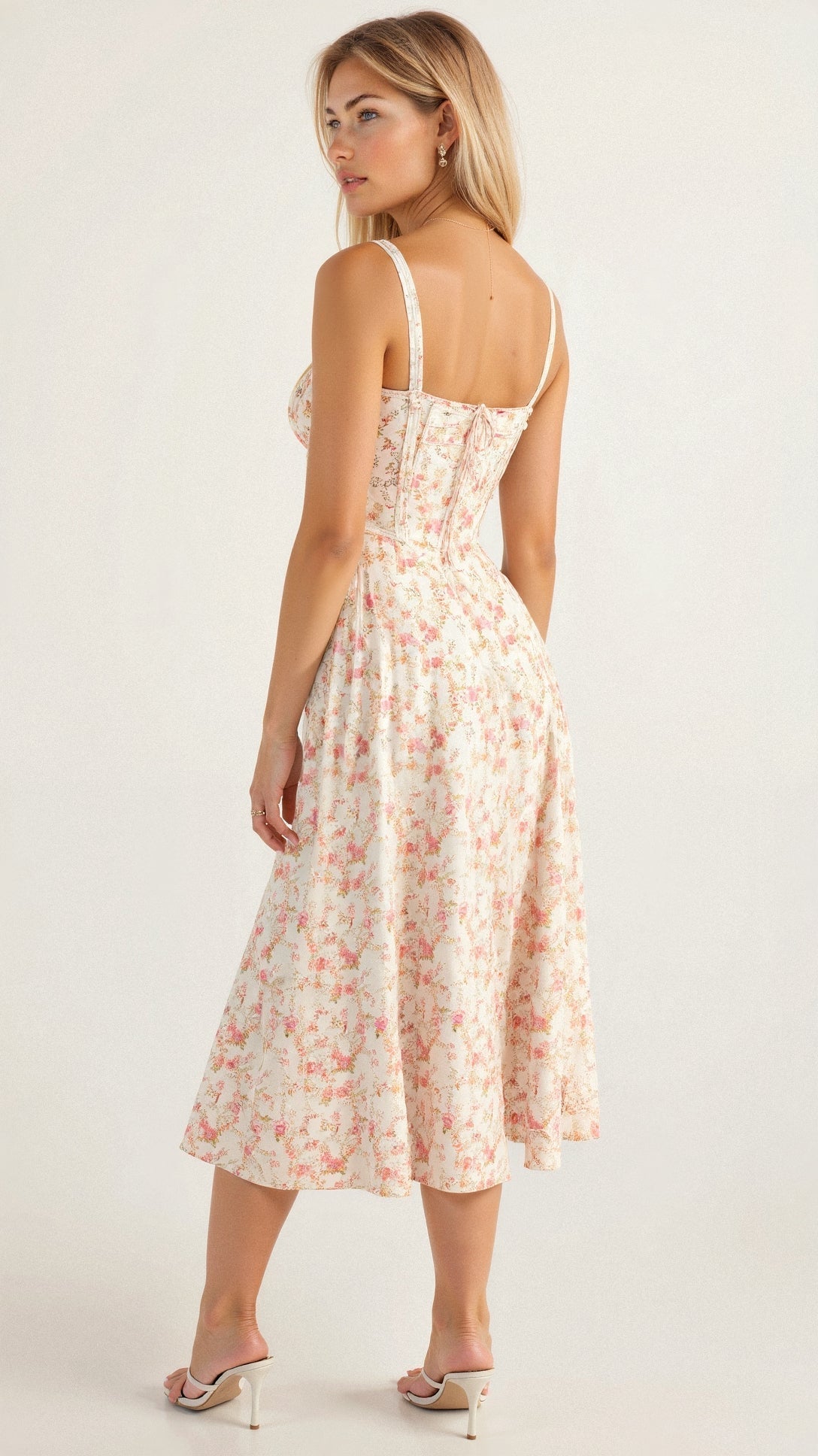 Porcelain | Floral Slit Midi Dress