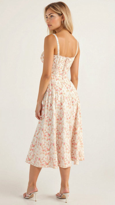 Porcelain | Floral Slit Midi Dress