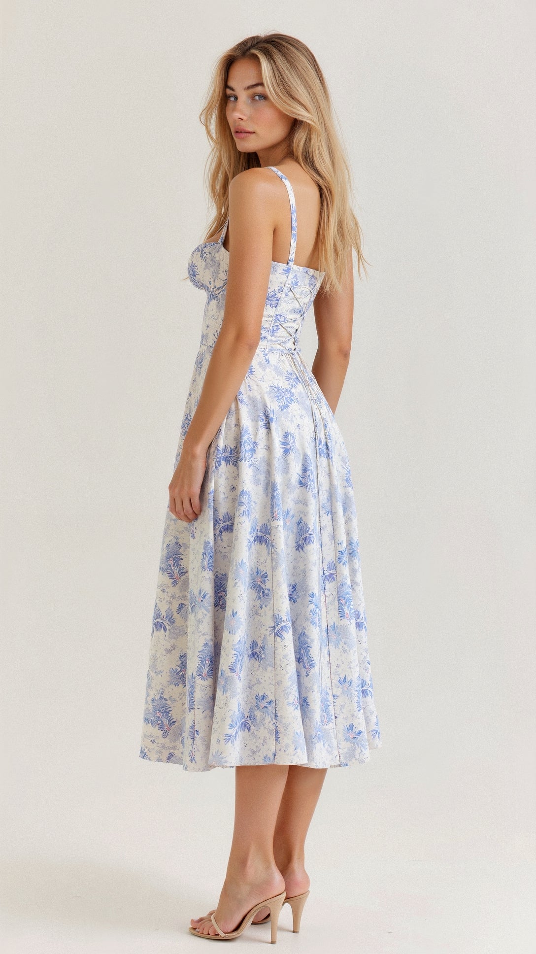 Porcelain | Floral Slit Midi Dress