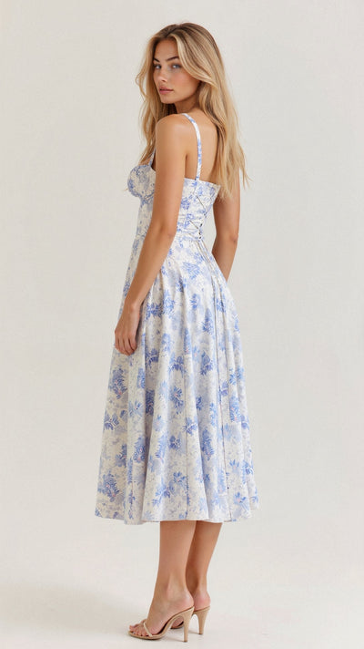 Porcelain | Floral Slit Midi Dress