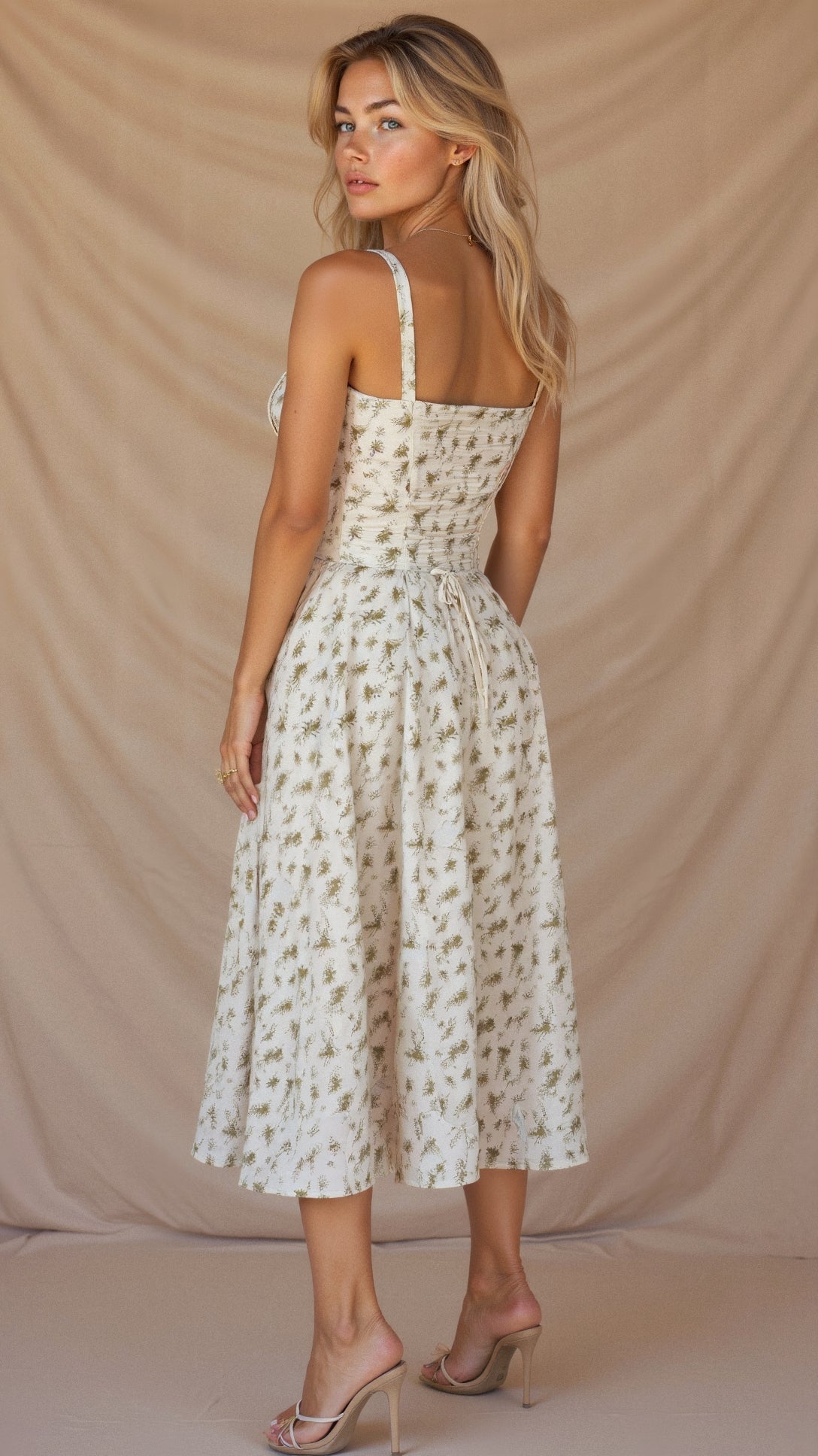 Porcelain | Floral Slit Midi Dress
