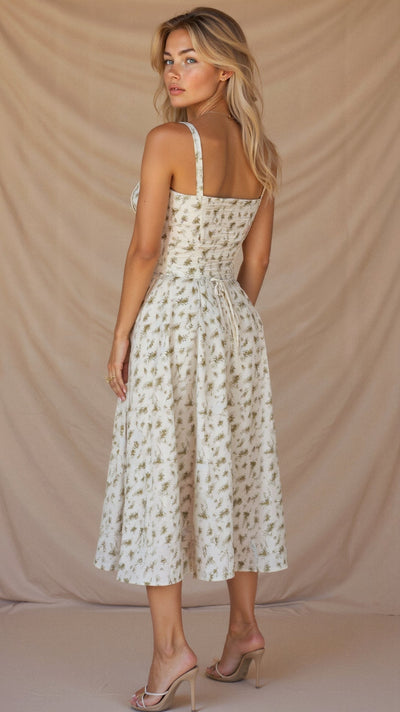 Porcelain | Floral Slit Midi Dress