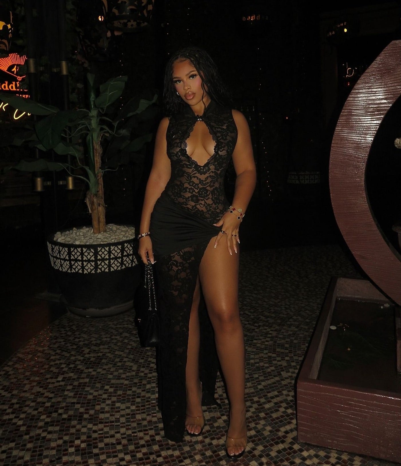 Marion | Thigh-High Slit Lace Maxi Dress