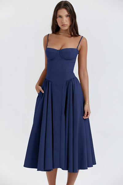 NATALIA™ | Sleeveless Backless Pleated Dress